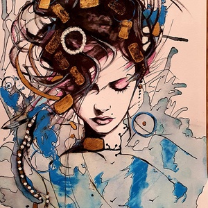 Angyalkám sorozat - Ég felett , Művészet, Festmény, Akril, Festészet, MESKA