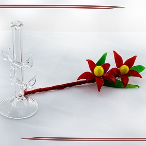 Üveg virág piros szirmokkal - otthon & életmód - dekoráció - asztal és polc dekoráció - díszüveg - Meska.hu