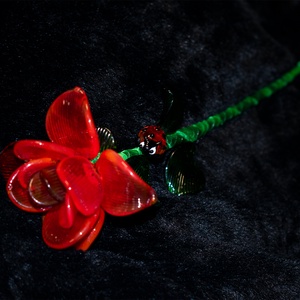 Üveg rózsa - átlátszó piros - Meska.hu