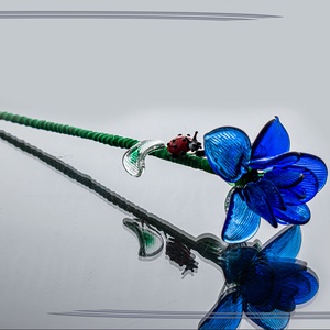 Üveg Rózsa - Kobaltkék, Otthon & Életmód, Dekoráció, Asztal és polc dekoráció, Díszüveg, Üvegművészet, MESKA