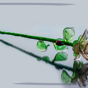 Rózsaszín átlátszó üveg rózsa, Otthon & Életmód, Dekoráció, Asztal és polc dekoráció, Díszüveg, Üvegművészet, MESKA