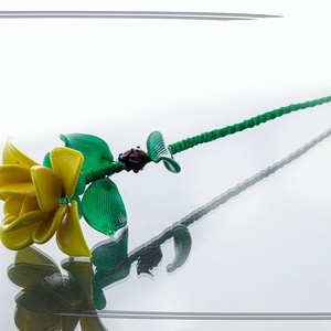 Üveg rózsa - Sárga opál üveg, Otthon & Életmód, Dekoráció, Asztal és polc dekoráció, Díszüveg, Üvegművészet, MESKA