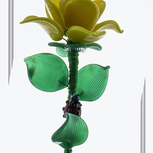 Üveg rózsa - Sárga opál üveg - otthon & életmód - dekoráció - asztal és polc dekoráció - díszüveg - Meska.hu