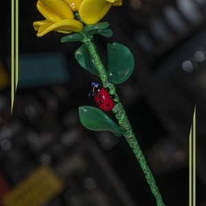 Üveg rózsa - Sárga opál üveg - otthon & életmód - dekoráció - asztal és polc dekoráció - díszüveg - Meska.hu