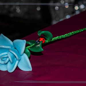 Üveg Rózsa - sky blue opal - otthon & életmód - dekoráció - asztal és polc dekoráció - díszüveg - Meska.hu