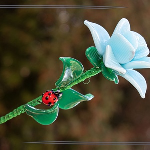 Üveg Rózsa - sky blue opal - otthon & életmód - dekoráció - asztal és polc dekoráció - díszüveg - Meska.hu