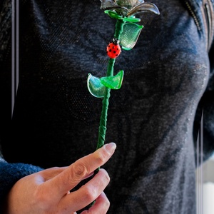 Üveg rózsa - Füst színű üveg - otthon & életmód - dekoráció - asztal és polc dekoráció - díszüveg - Meska.hu