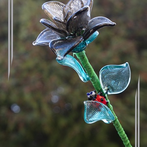 Üveg rózsa - Füst színű üveg - otthon & életmód - dekoráció - asztal és polc dekoráció - díszüveg - Meska.hu