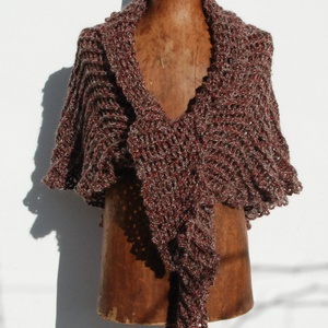 Barna, horgolt vállkendő  -  - Meska.hu