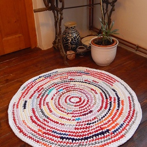 horgolt szőnyeg Rag Rug rongyszőnyeg, Otthon & Lakás, Lakástextil, Szőnyeg, Horgolt szőnyeg, Horgolás, Újrahasznosított alapanyagból készült termékek, MESKA