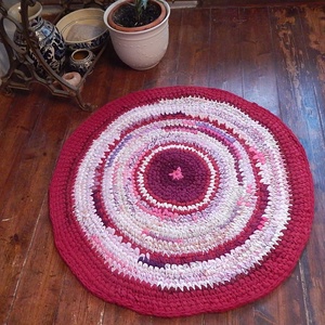  Rag rug Horgolt szőnyeg rongyszőnyeg, Otthon & Életmód, Horgolt szőnyeg, Szőnyeg, Lakástextil, Horgolás, Újrahasznosított alapanyagból készült termékek, MESKA