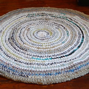 Rag rug, horgolt rongyszőnyeg, újrahasznosított anyagokból - otthon & lakás - lakástextil - szőnyeg - horgolt szőnyeg - Meska.hu