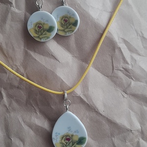  Porcelán ékszer garnitúra, Ékszer, Ékszerszett, Ékszerkészítés, Újrahasznosított alapanyagból készült termékek, Meska