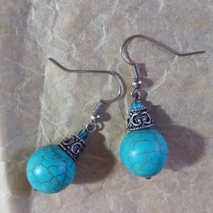 Türkiz gyöngy fülbevaló  - ékszer - fülbevaló - lógó fülbevaló - Meska.hu Türkiz gyöngy fülbevaló  - ékszer - fülbevaló - lógó fülbevaló - Meska.hu