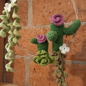 Horgolt kaktusz dekoráció , Otthon & Lakás, Dekoráció, Virágdísz és tartó, Csokor & Virágdísz, Horgolás, MESKA