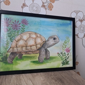 Akril festett teknősbéka, Művészet, Festmény, Akvarell, Festészet, MESKA