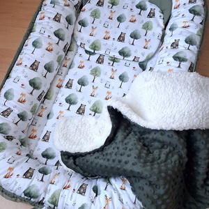 Erdei állatos babafészek szett - baba - mama - baba ágynemű - babafészek - Meska.hu