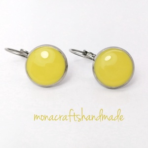 Bella - citromsárga franciakapcsos fülbevaló acél alappal - ékszer - fülbevaló - lógó fülbevaló - Meska.hu