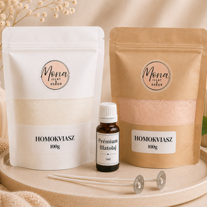 Prémium növényi Homokviasz /gyöngyviasz/ szett 5ml illatolajjal - Meska.hu