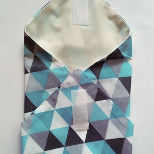 Újraszalvéta, szendvics csomagoló, textil szalvéta, kék háromszögek - táska & tok - uzsonna- & ebéd tartó - szendvics csomagoló - Meska.hu