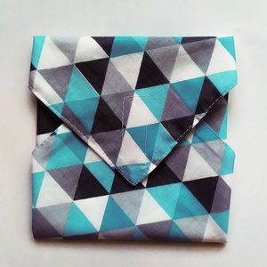 Újraszalvéta, szendvics csomagoló, textil szalvéta, kék háromszögek, Táska & Tok, Uzsonna- & Ebéd tartó, Szendvics csomagoló, Varrás, MESKA