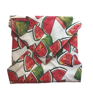 Újraszalvéta, szendvics csomagoló, textil szalvéta, bézs alapon dinnyés, Táska & Tok, Uzsonna- & Ebéd tartó, Szendvics csomagoló, Varrás, MESKA