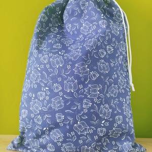 Nagy méretű kenyereszsák, frissentartó zsák, pékárus zsák,tulipános kékfestő - táska & tok - bevásárlás & shopper táska - kenyeres zsák - Meska.hu