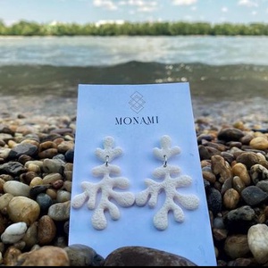 Koral süthető gyurma fülbevaló, Ékszer, Fülbevaló, Lógó fülbevaló, Ékszerkészítés, MESKA