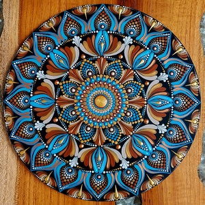 Barnás-bézses-kék kis mandala, Otthon & Életmód, Dekoráció, Spiritualitás, Mandala, Festészet, MESKA