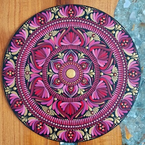 Pirosas rózsaszínes kis mandala, Otthon & Életmód, Dekoráció, Spiritualitás, Mandala, Festészet, MESKA