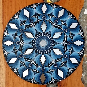 Sötétkék-ezüst, színátmenetes kis mandala tükörmozaikkal, Otthon & Életmód, Dekoráció, Spiritualitás, Mandala, , MESKA