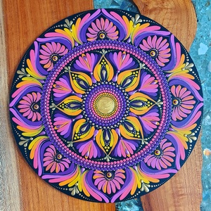 Lilás-rózsaszínes-sárgás kis mandala, Otthon & Életmód, Dekoráció, Spiritualitás, Mandala, Festészet, MESKA