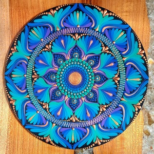 Türkízes-lilás-arany színvilágú kis mandala, Otthon & Életmód, Dekoráció, Spiritualitás, Mandala, Festészet, MESKA