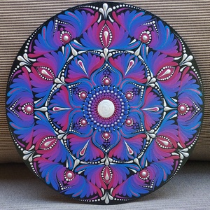 Kékes-lilás-bordós színátmenetes kis mandala, Otthon & Életmód, Dekoráció, Spiritualitás, Mandala, Festészet, MESKA