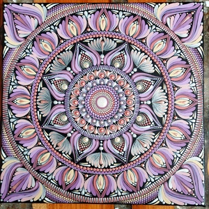 Halványlilás-rózsaszínes négyzet alakú mandala, Otthon & Életmód, Dekoráció, Spiritualitás, Mandala, Festészet, MESKA