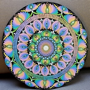 Light rainbow színvilágú kisebb mandala, Otthon & Életmód, Dekoráció, Spiritualitás, Mandala, Festészet, MESKA