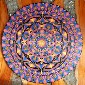 40 cm-es mandala a naplemente színeivel, Otthon & Életmód, Dekoráció, Spiritualitás, Mandala, Festészet, Festett tárgyak, MESKA