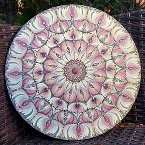 Bézses-púderes színátmenetes nőies mandala, Otthon & Életmód, Dekoráció, Spiritualitás, Mandala, Festészet, Festett tárgyak, MESKA