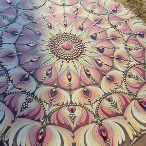 Bézses-púderes színátmenetes nőies mandala - otthon & életmód - dekoráció - spiritualitás - mandala - Meska.hu