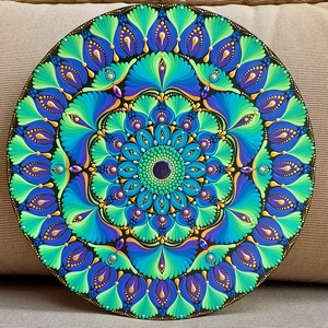 35 cm-es lila-kék-zöld színátmenetes mandala, Otthon & Életmód, Dekoráció, Spiritualitás, Mandala, Festészet, Festett tárgyak, MESKA