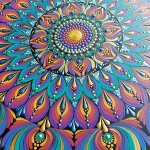 35 cm-es vibráló, élénk,  színes mandala - otthon & életmód - dekoráció - spiritualitás - mandala - Meska.hu