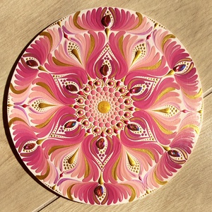 20 cm-es Valentin nap ihlette kis mandala, Otthon & Életmód, Dekoráció, Spiritualitás, Mandala, Festészet, Festett tárgyak, MESKA