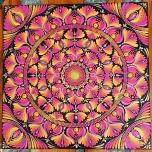 40 cm-es naplemente színvilágú színátmenetes mandala, Otthon & Életmód, Dekoráció, Spiritualitás, Mandala, Festészet, Festett tárgyak, MESKA