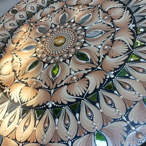 40 cm-es natúr színvilágú bézses-barnás színátmenetes mandala - otthon & életmód - dekoráció - spiritualitás - mandala - Meska.hu