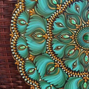 38 cm-es emeráld  mandala - otthon & életmód - dekoráció - spiritualitás - mandala - Meska.hu