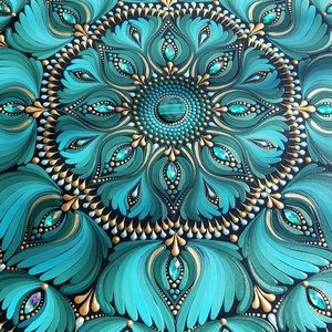 38 cm-es emeráld  mandala - otthon & életmód - dekoráció - spiritualitás - mandala - Meska.hu