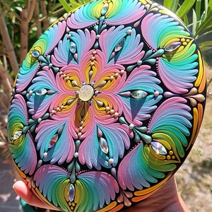 17,5 cm-es Tündérkert disc alakú kő - otthon & életmód - dekoráció - spiritualitás - mandala - Meska.hu