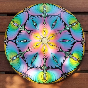 17,5 cm-es Tündérkert disc alakú kő, Otthon & Életmód, Dekoráció, Spiritualitás, Mandala, Festett tárgyak, MESKA