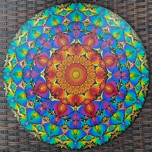 45 cm-es élénk szivárvány  mandala, Otthon & Életmód, Dekoráció, Spiritualitás, Mandala, Festészet, Festett tárgyak, MESKA