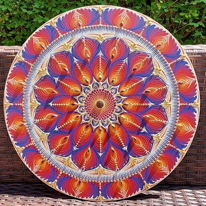 45 cm-es Sunset Floral mandala, Otthon & Életmód, Dekoráció, Spiritualitás, Mandala, Festészet, Festett tárgyak, MESKA